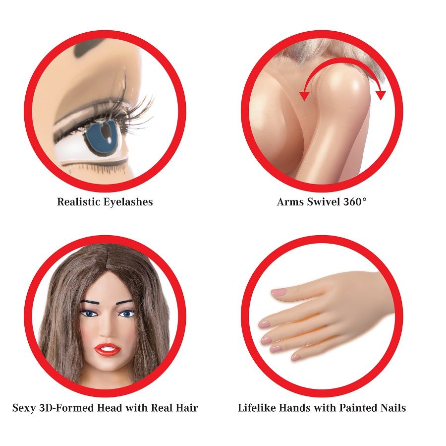 Poupée Gonflable Réaliste Agent 69 Cheveux Naturels 3 Orifices - Extreme Dollz