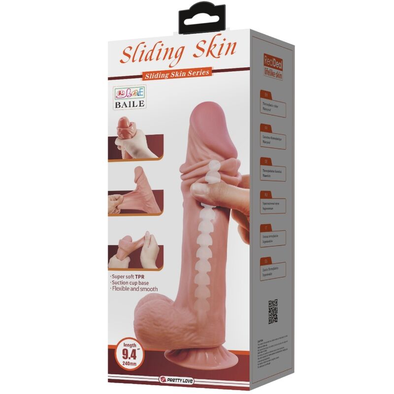 Pretty Love — Série Sliding Skin Gode Réaliste Avec Ventouse Sliding Skin Marron 24 CM