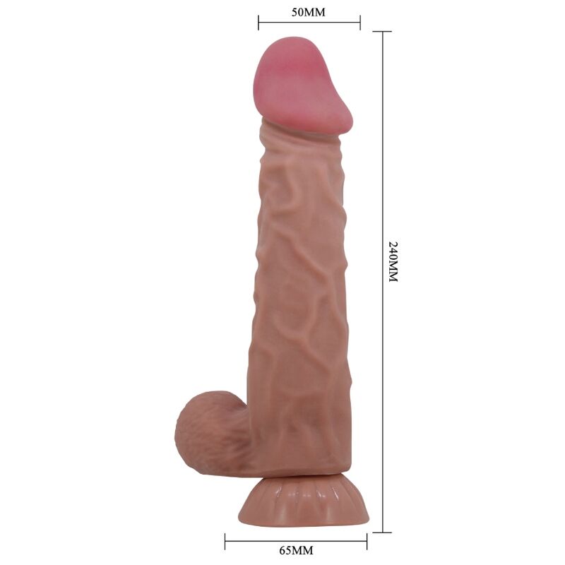 Pretty Love — Série Sliding Skin Gode Réaliste Avec Ventouse Sliding Skin Marron 24 CM