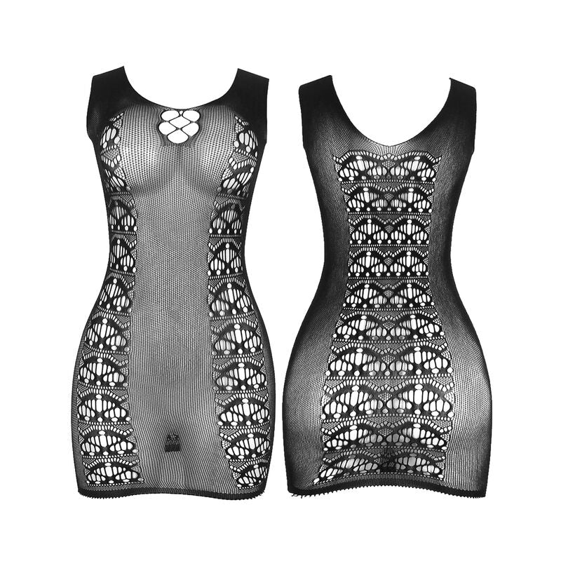 Robe Courte en Résille Élastique Noir Taille Unique - Subblime