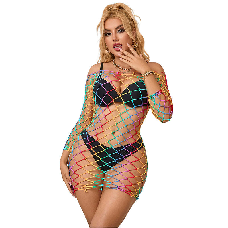 Robe Résille Manches Longues Arc-en-Ciel Taille Unique - Subblime