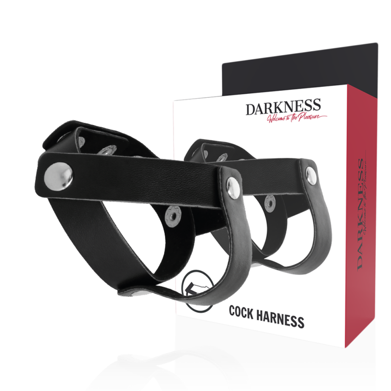 Sangle à Pénis et Testicules Cuir Réglable Rivets Chromés - Darkness