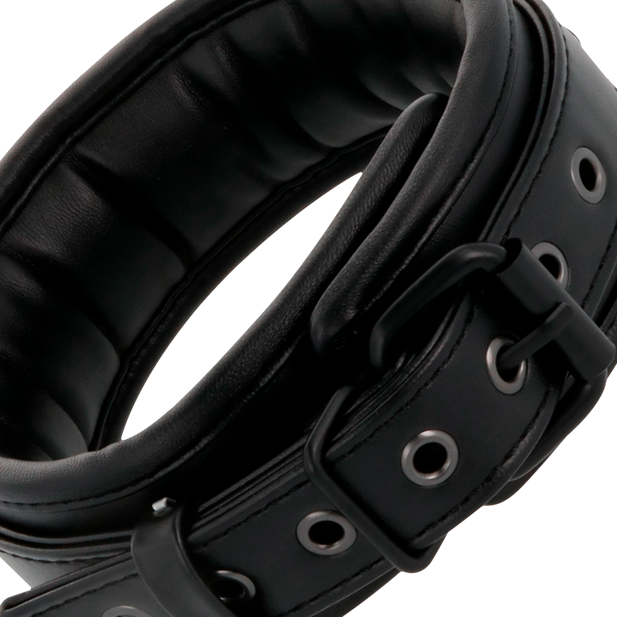 Set BDSM Collier Menottes et Laisse Cuir Taille Unique Ajustable - Darkness
