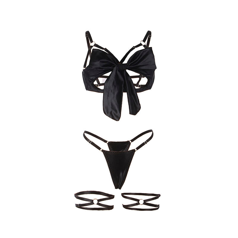 SUBBLIME - 955205 ENSEMBLE SOUTIEN-GORGE AVEC NŒUD NOIR RÉGLABLE L/XL