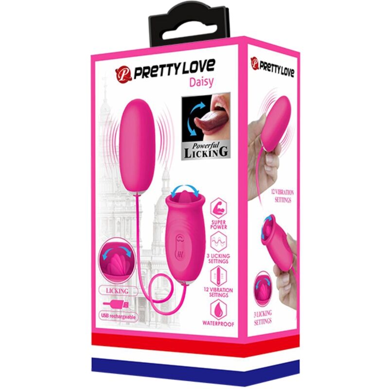 Œuf Vibrant Daisy Langue Stimulante Clitoris 12 Vibrations Rechargeable - Pretty Love