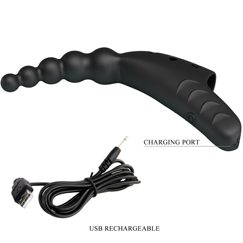 Vibromasseur Doigt Jordin Silicone Nervuré 10 Vibrations Rechargeable - Pretty Love