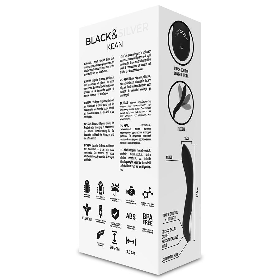 Vibromasseur Kean Commande Tactile Touch Control 10 Modes IPX6 - Black&Silver