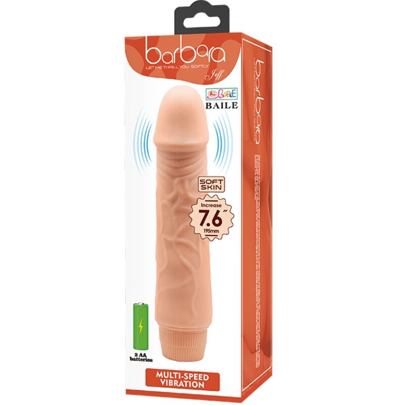 Vibromasseur Réaliste Barbara 20 cm Multi-Vitesses Commande Rotative - Baile