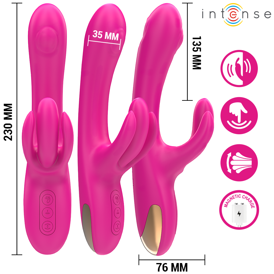 Vibromasseur Rabbit Britney 3 Moteurs Étanche Rechargeable 23 cm - Intense