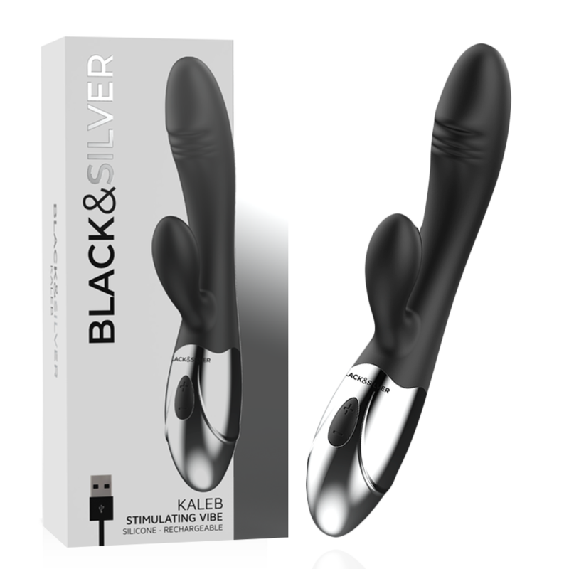 Vibromasseur Rabbit Kaleb 2 Moteurs 10 Modes Rechargeable USB - Black&Silver
