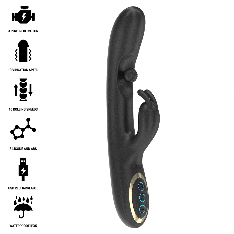 Vibromasseur Rabbit Perle Roulante 3 Moteurs 7 Vibrations Rechargeable - Ibiza