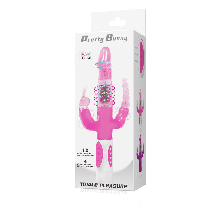 Vibromasseur Rabbit Rotatif Pretty Bunny 3 Moteurs 12 Vibrations - Baile