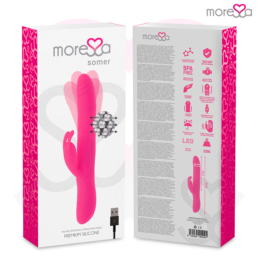 Vibromasseur Rabbit Rotatif Somer 7 Vibrations 4 Rotations Rechargeable - Moressa