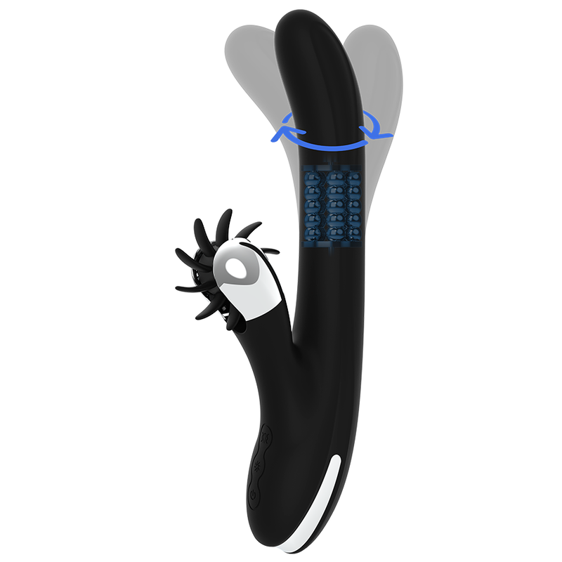 Vibromasseur Rabbit Rotatif Storm Billes Rotatives 14 Modes - Black&Silver