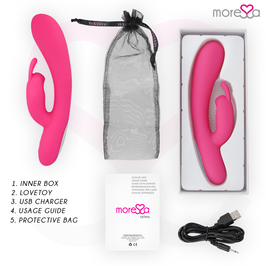 Vibromasseur Rabbit Telmo Rechargeable Silicone 7 Modes - Moressa