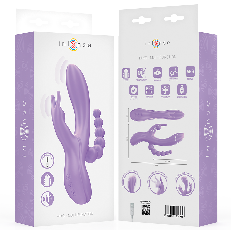 Vibromasseur Rabbit Triple Miko Stimulation Vaginale Clitoridienne Anale 7 Vibrations - Intense