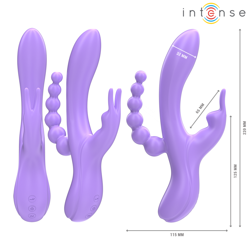 Vibromasseur Rabbit Triple Miko Stimulation Vaginale Clitoridienne Anale 7 Vibrations - Intense