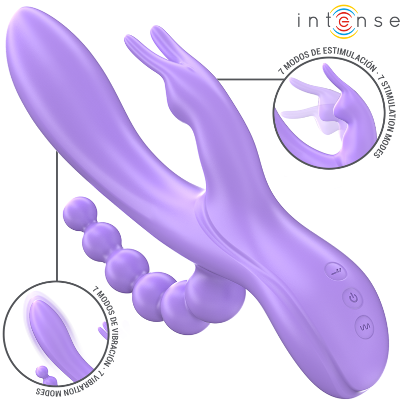 Vibromasseur Rabbit Triple Miko Stimulation Vaginale Clitoridienne Anale 7 Vibrations - Intense