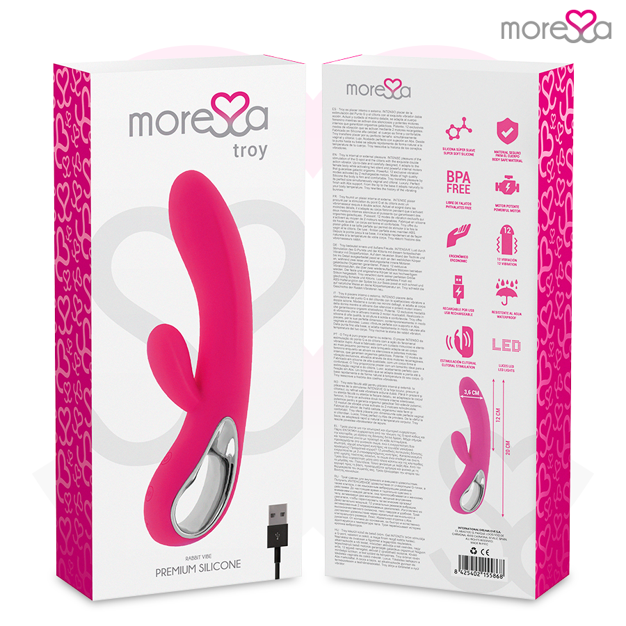 Vibromasseur Rabbit Troy Double Stimulation 12 Modes Rechargeable - Moressa