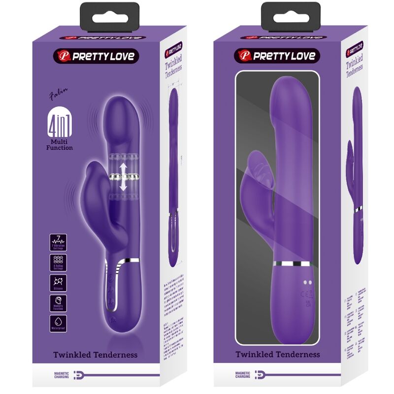 Vibromasseur Rabbit Zalin Perles Rotatives 4-en-1 Double Moteur USB - Pretty Love