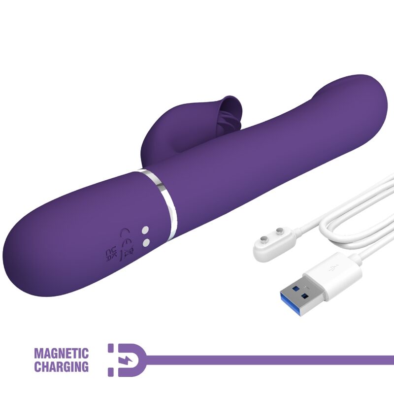 Vibromasseur Rabbit Zalin Perles Rotatives 4-en-1 Double Moteur USB - Pretty Love
