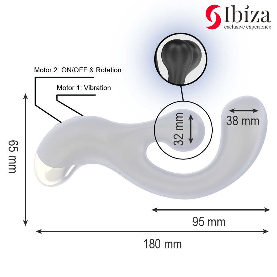 Vibromasseur Rotatif Point G 2 Moteurs 10 Modes USB Magnétique - Ibiza Technology