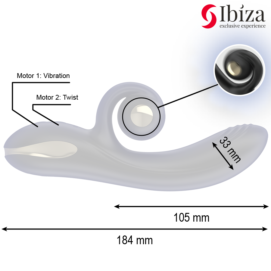 Vibromasseur Rotatif Twister Double Moteur 10 Modes Rechargeable - Ibiza Technology