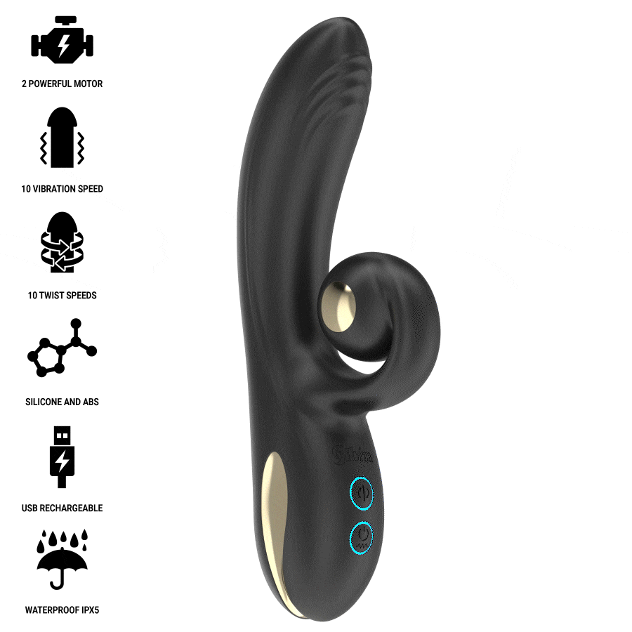 Vibromasseur Rotatif Twister Double Moteur 10 Modes Rechargeable - Ibiza Technology