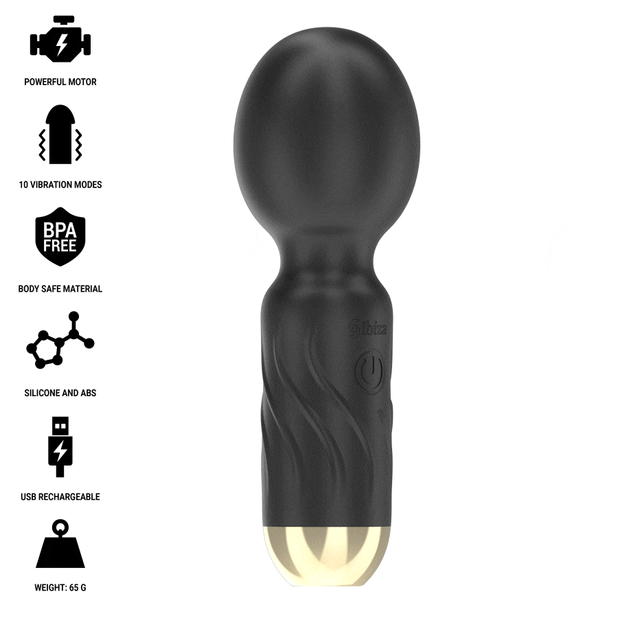 Vibromasseur Wand de Poche Compact 10 Modes Rechargeable IPX5 - Ibiza Technology