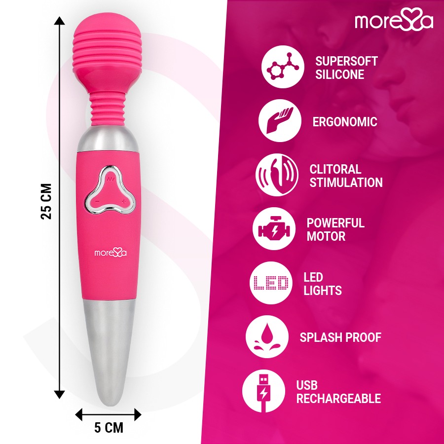 Vibromasseur Wand Odilon Silicone Souple Tête Rotative 7 Modes - Moressa