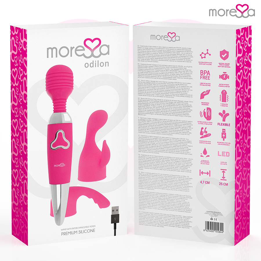 Vibromasseur Wand Odilon Silicone Souple Tête Rotative 7 Modes - Moressa