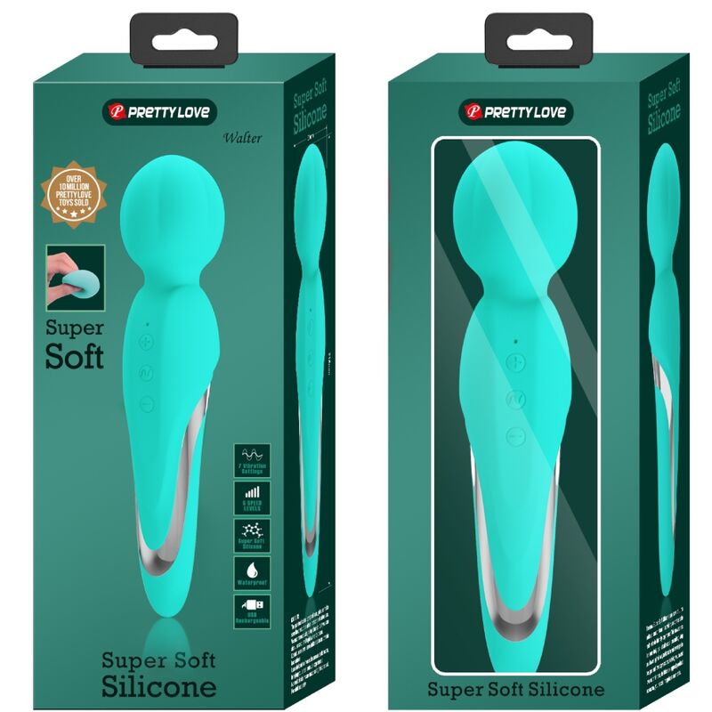 Vibromasseur Wand Walter Silicone 7 Fonctions Rechargeable - Pretty Love